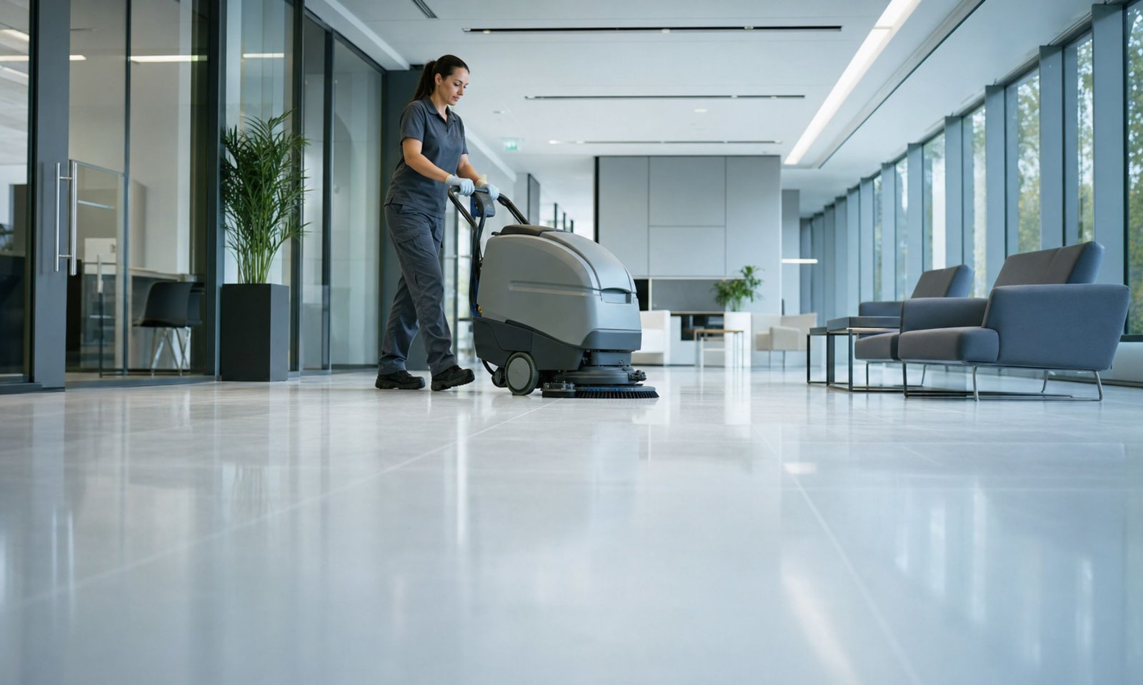 Bodengrundreinigung in einem Gewerbeobjekt